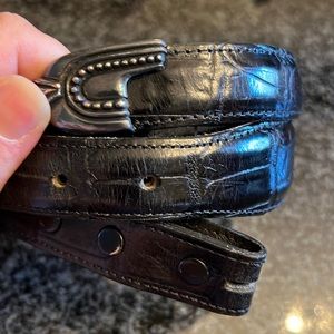VICENZA SPORT black genuine calfskin alligator print belt